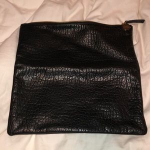 Clare Vivier Black leather foldover Pebble Clutch